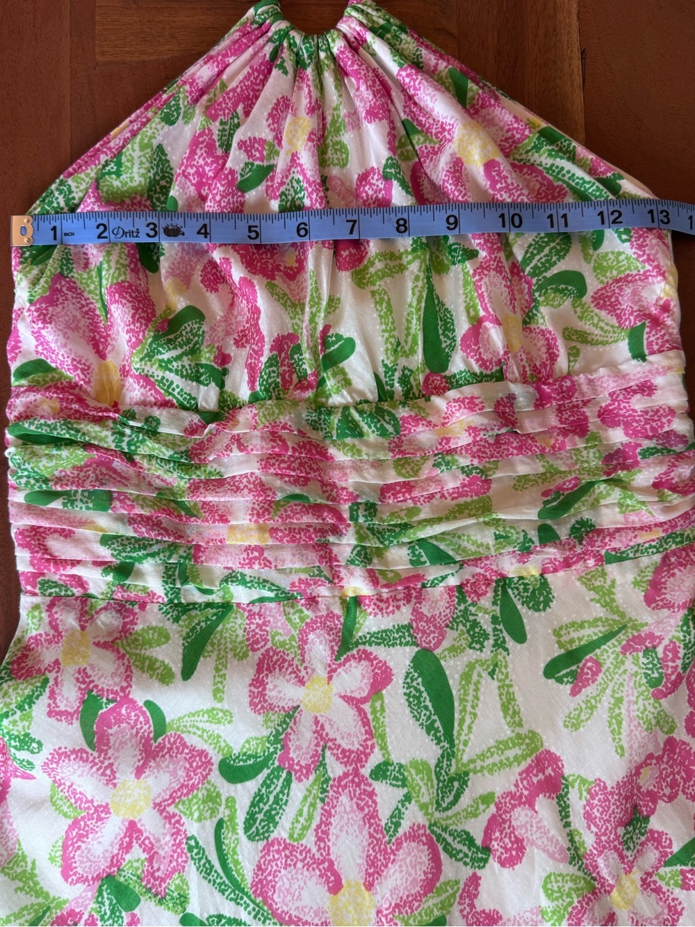 Vintage Lilly Pulitzer Laurel Silk Blend Halter Dress Tropical Floral O-Ring - Picture 3 of 5